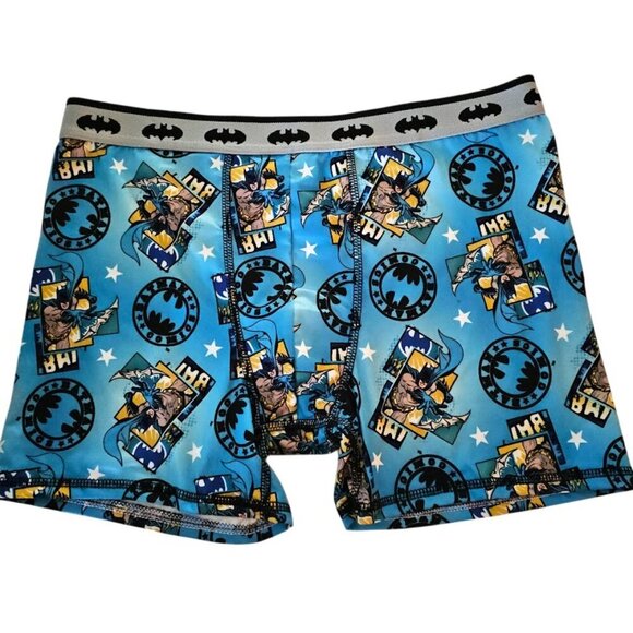 NEW Boys DC Comics BATMAN Logos Boxer Briefs Shorts Underwear BLUE size XL 14/16 - Picture 1 of 3